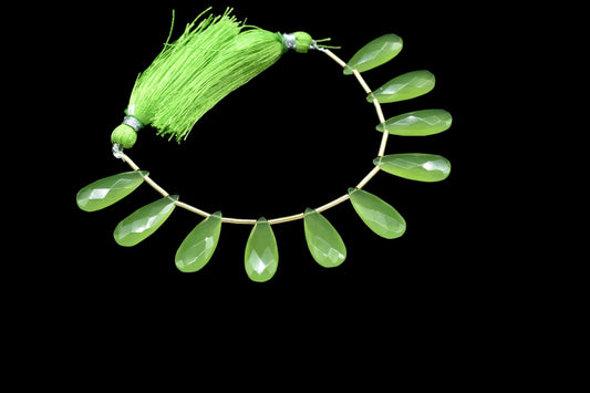 Prehnite Teardrop Briolettes, Green Gemstone Teardrop Faceted Beads,Prehnite 5 inch strand,Jewelry Making Supplies,Prehnite Teardrop jewelry