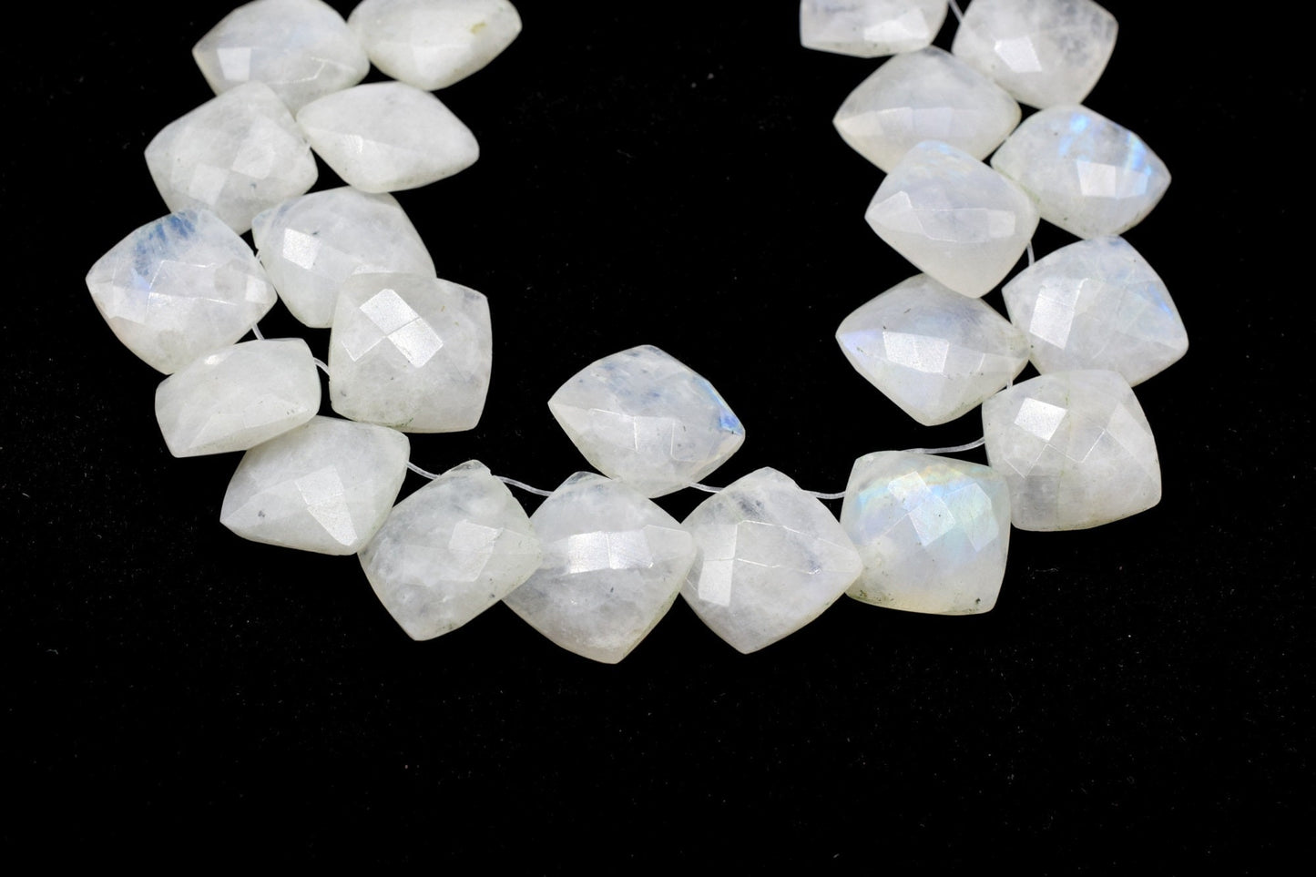 Moonstone Faceted Cushion Briolettes,Moonstone Square briolettes,Moonstone Drilled briolettes,Moonstone 14mm briolettes,MoonstoneTop quality