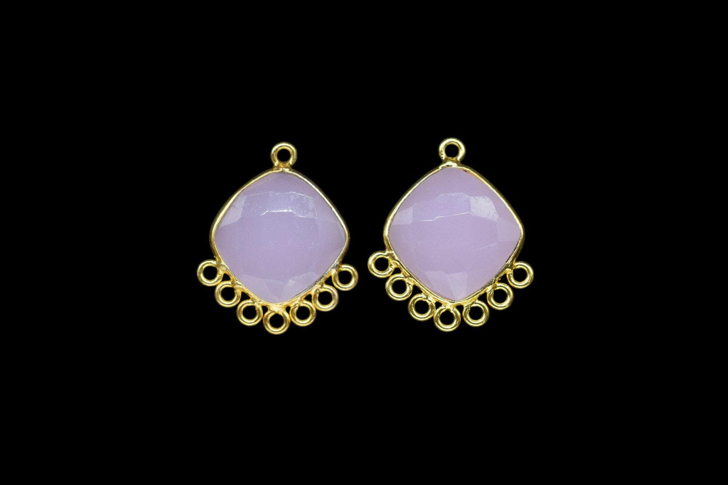 Rose Quartz 14mm Cushion Bezel Charms/Gemstone Single Bail/Component charm/Handmade Jewellery Connectors/Women Jewelry/Handmade Connector