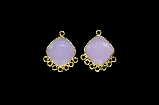 Rose Quartz 14mm Cushion Bezel Charms/Gemstone Single Bail/Component charm/Handmade Jewellery Connectors/Women Jewelry/Handmade Connector