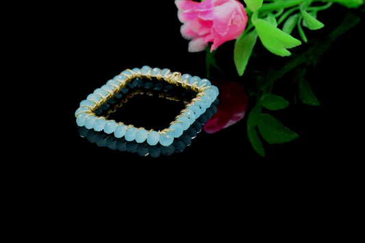 Aqua Quartz Wire Wrapped Dangle Connector, Gemstone Component, Finding Necklace Component Jewelry, Beaded Link Connector, Handmade Component