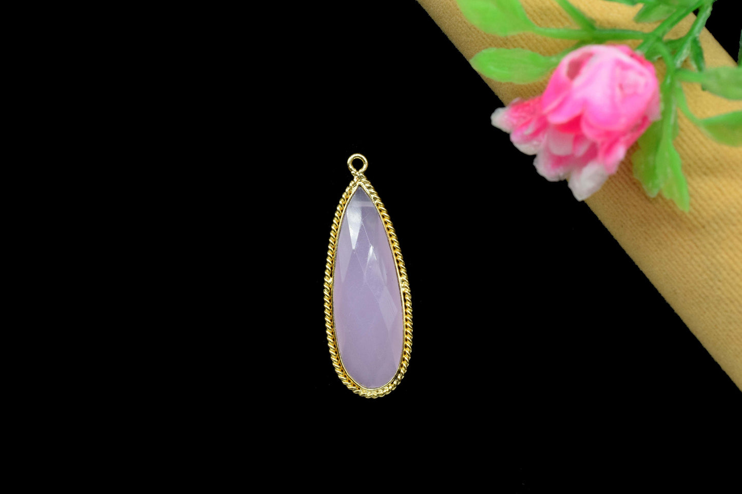 Rose Quartz Gemstone 10x30mm Pear shape charm,Rose Quartz Checker Board cut Pendant,Gemstone connector,Rose Quartz Pear Pendant Jewelry,Gift
