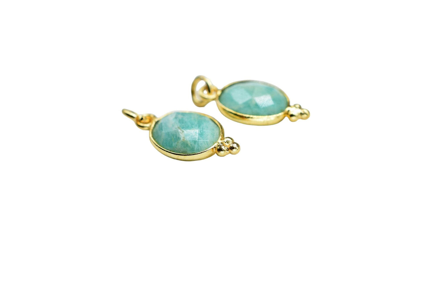 Amazonite Gemstone 8x10mm Oval shape charm,Amazonite pendant Jewelry,Amazonite charm jewelry,Amazonite Gold Plated bezel jewelry making
