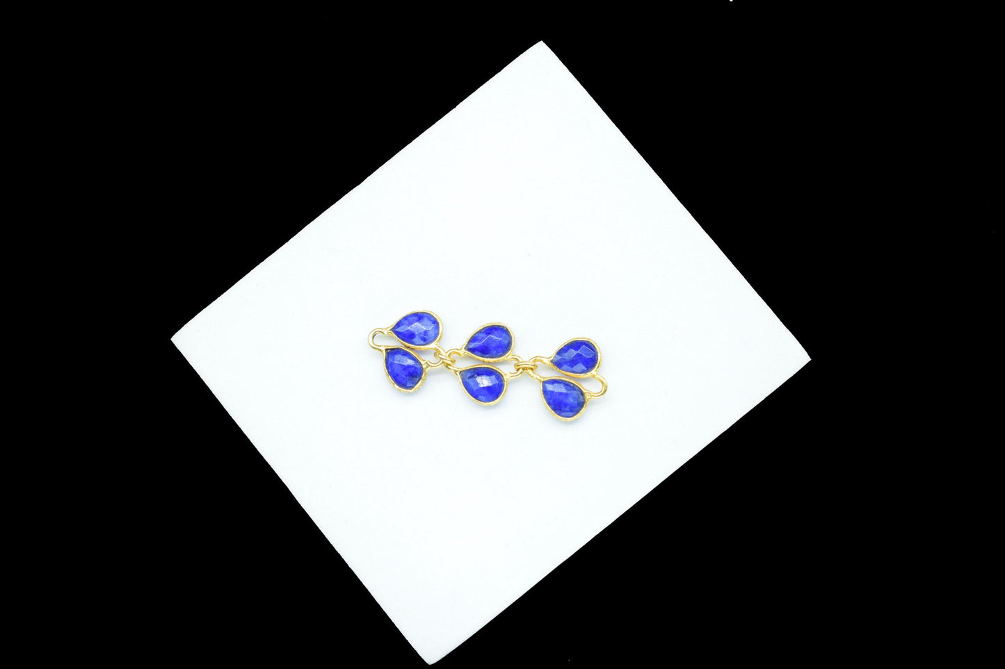 Natural Blue Sapphire Pendant Charms/Gold Plated Jewelry/Handmade Jewelry/Sapphire Chamrs/Brass Connnector Charm/Women Jewelry/Birthday Gift