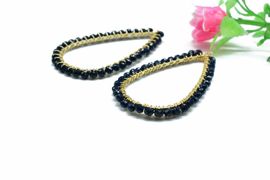 Blue Agate Beaded Earring Connectors, Gemstone Wire Wrapped Pendant Jewelry,Wired Beads Pendants,Handmade Earrings,Dangle Earring Components