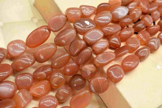 peach moonstone smooth nuggets,Oval Shape Gemstone Tumble Beads,nugget Strand,moonstone Beads Jewelry,handmade Necklace,Smooth Briolettes