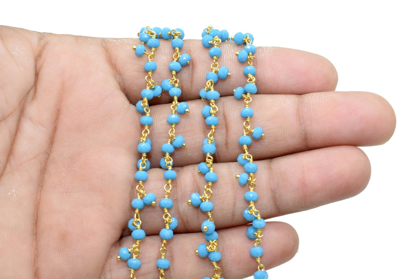 Turquoise Cluster wire wrapped rosary chain,Faceted Beaded Dangling Cluster Chain Sold Per Foot High Quality, bracelet, Boho Chic bracelet