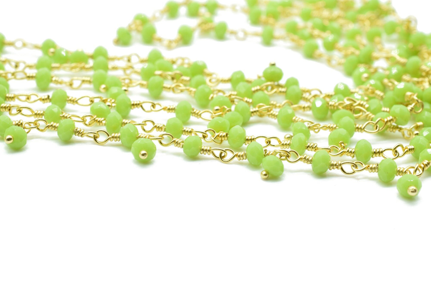 Chrysoprase 3mm cluster Beaded Chain,Chrysoprase Wire Wrapped Chain,Chrysoprase Brass chains,Jewelry Making Chain,Chrysoprase rosary chain,