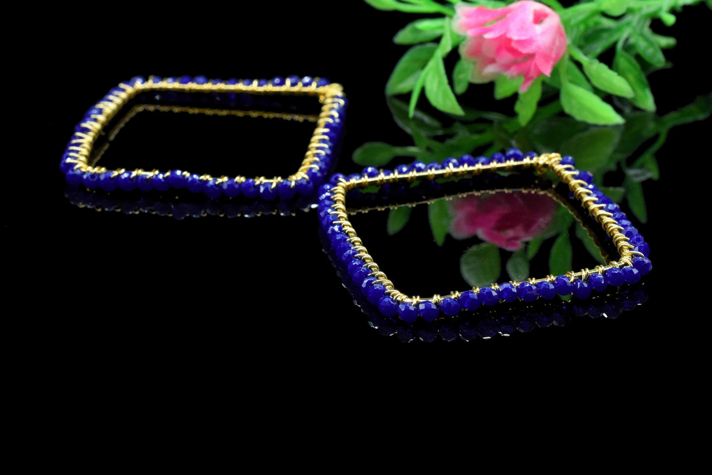 Lapis Lazuli Beaded Earring Connector,Gemstone Wire Wrapped Components,Dangle Earring Component,Finding Necklace,Pendant Jewelry Connectors,