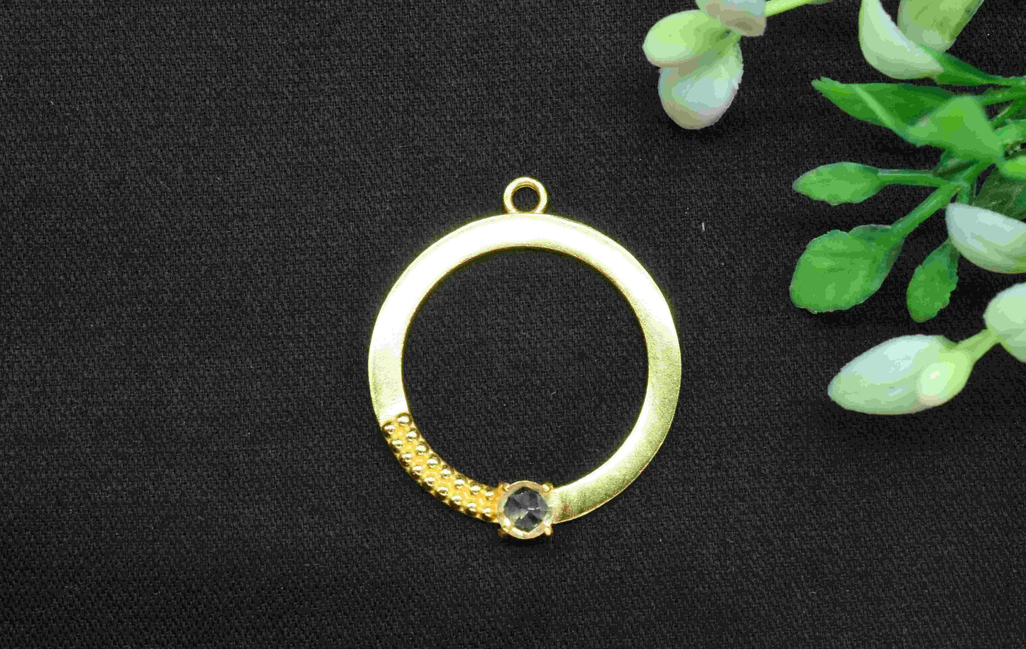 Crystal Quartz  Component , Single Bail Charm , Crystal Quartz Connector Pendant , Gold Plated Connectors , Earring Component , B'day Gift