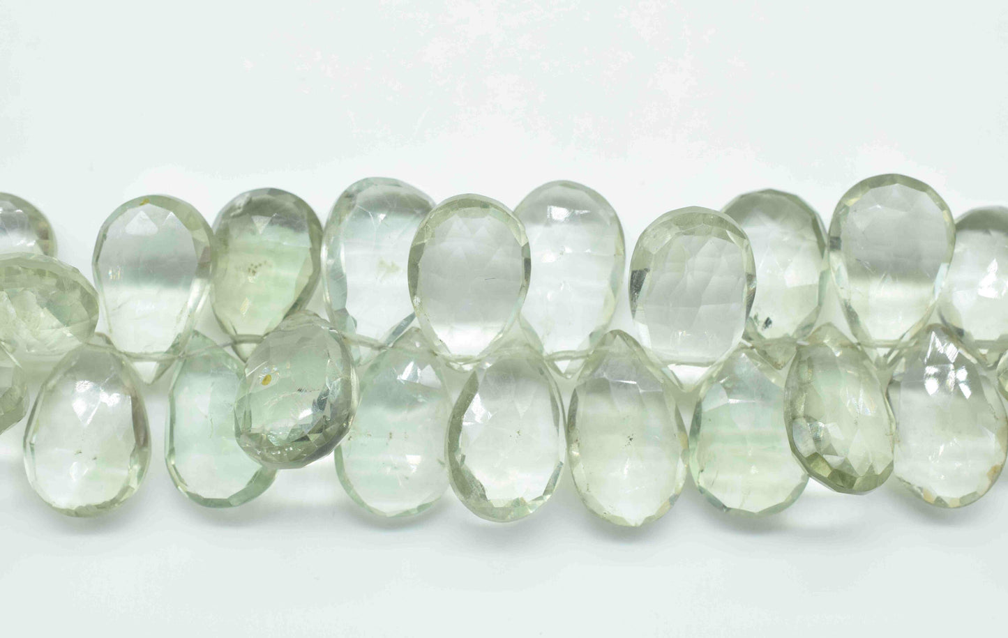 Green Amethyst Beads Strands,Teardrop Shape Necklace,Natural Stone Faceted Briolettes,Handmade Beads jewelry,Station Link,Fine Quality Beads