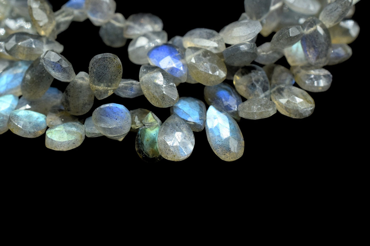 7 Inches Strand,Labradorite Faceted Pear shape Beads,Labradorite pear shape strand,Labradorite Faceted Beads,Labradorite briolettes Beads