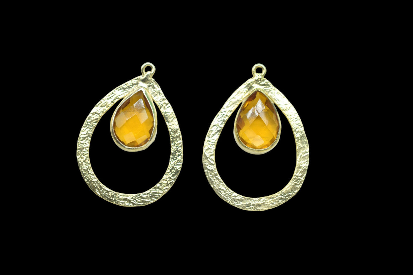 Citrine Gemstone Pendant/Pear Shape Pendant/Bezel Pendant/Jewelry making Stone/Gold Plated Jewelry/Citrine Connector Jewelry/Handmade/Gift