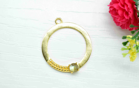 Crystal Quartz  Component , Single Bail Charm , Crystal Quartz Connector Pendant , Gold Plated Connectors , Earring Component , B'day Gift