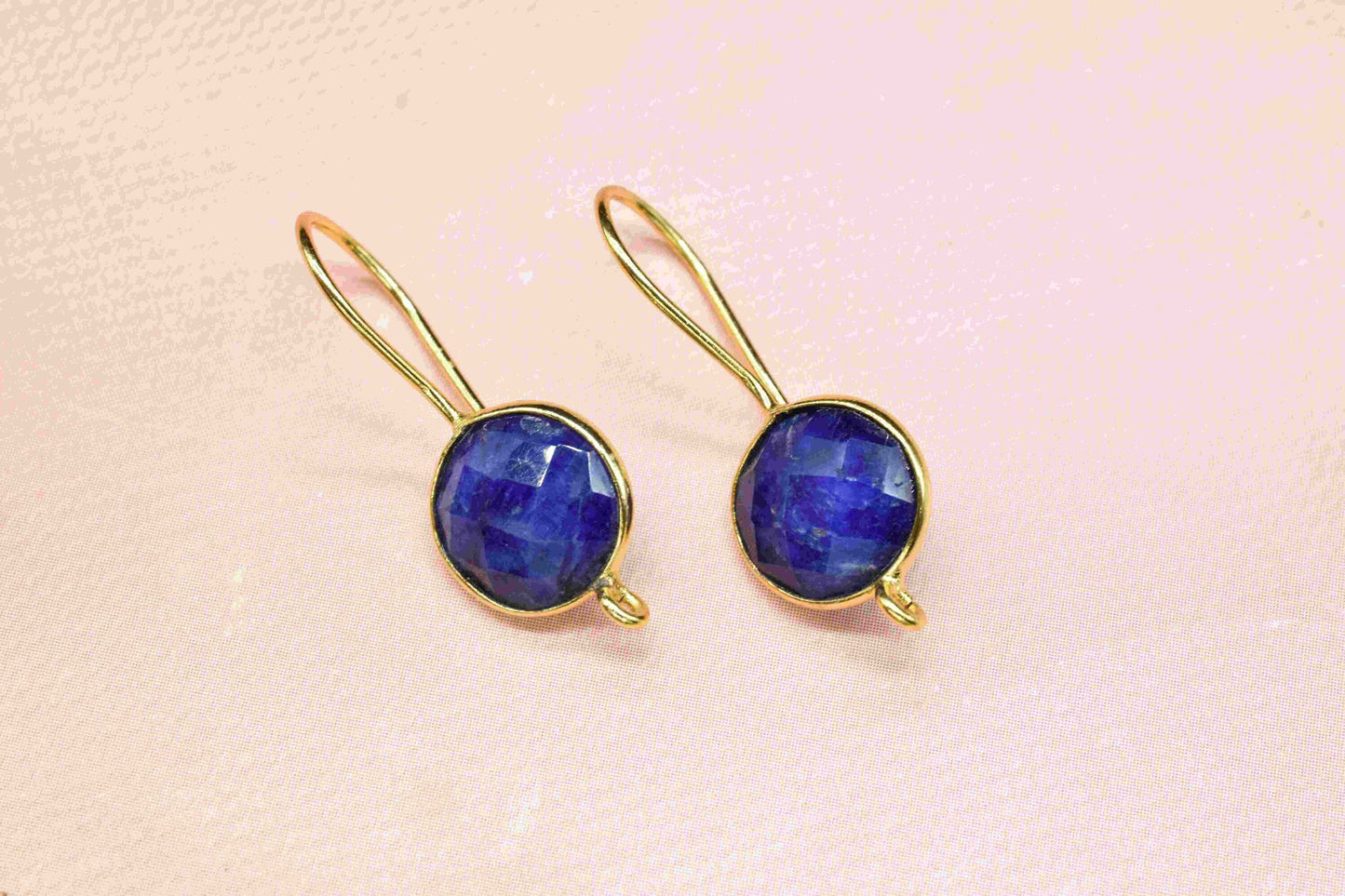 Blue sapphire 10mm Round Earring Connector,Gemstone Studs Connector Jewelry Findings,Jewelry Making Connector,Sapphire Jewelry,Craft Supplie