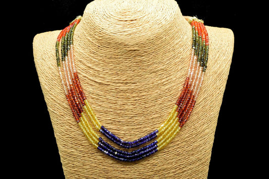 Semi precious stones Necklace,shaded Necklace Faceted 3mm Stone Beads Necklace AAA Quality Zircon 5 Strand Necklace,Natural Precious Zircon