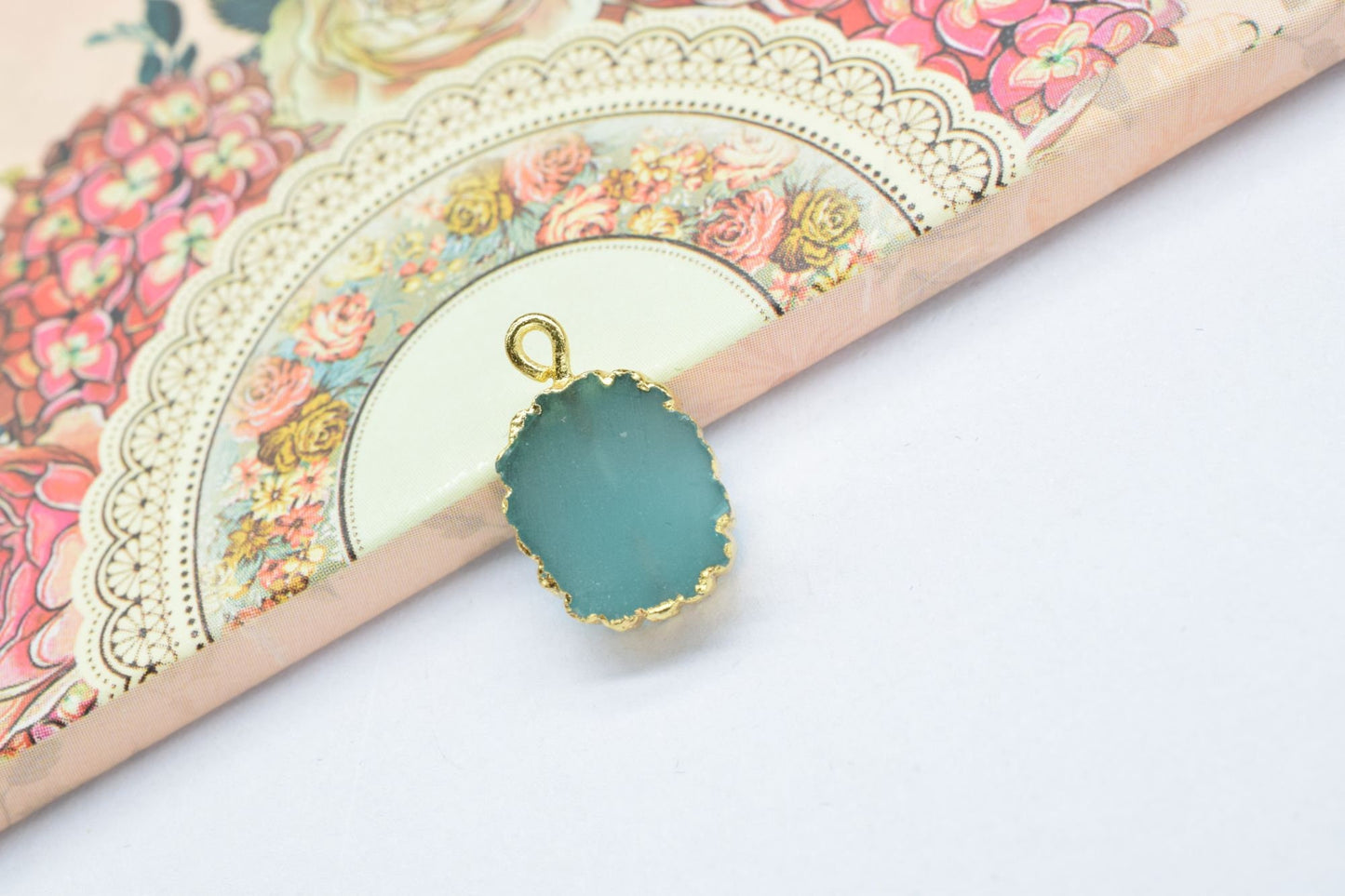 Aqua Chalcedony Pendant Charm,Pendant necklace Connector,Aqua Quartz Pendant Jewelry,Gemstone Single Bail Connector,Handmade Cabechon Charms