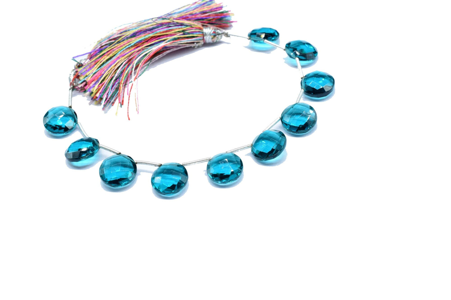 London Blue Topaz 10mm Coin Faceted Beads,Blue Topaz Coin Shape Briolette,Faceted Coin Shape Beads,Natural Gemstone Coin,Quartz Jewelry bead