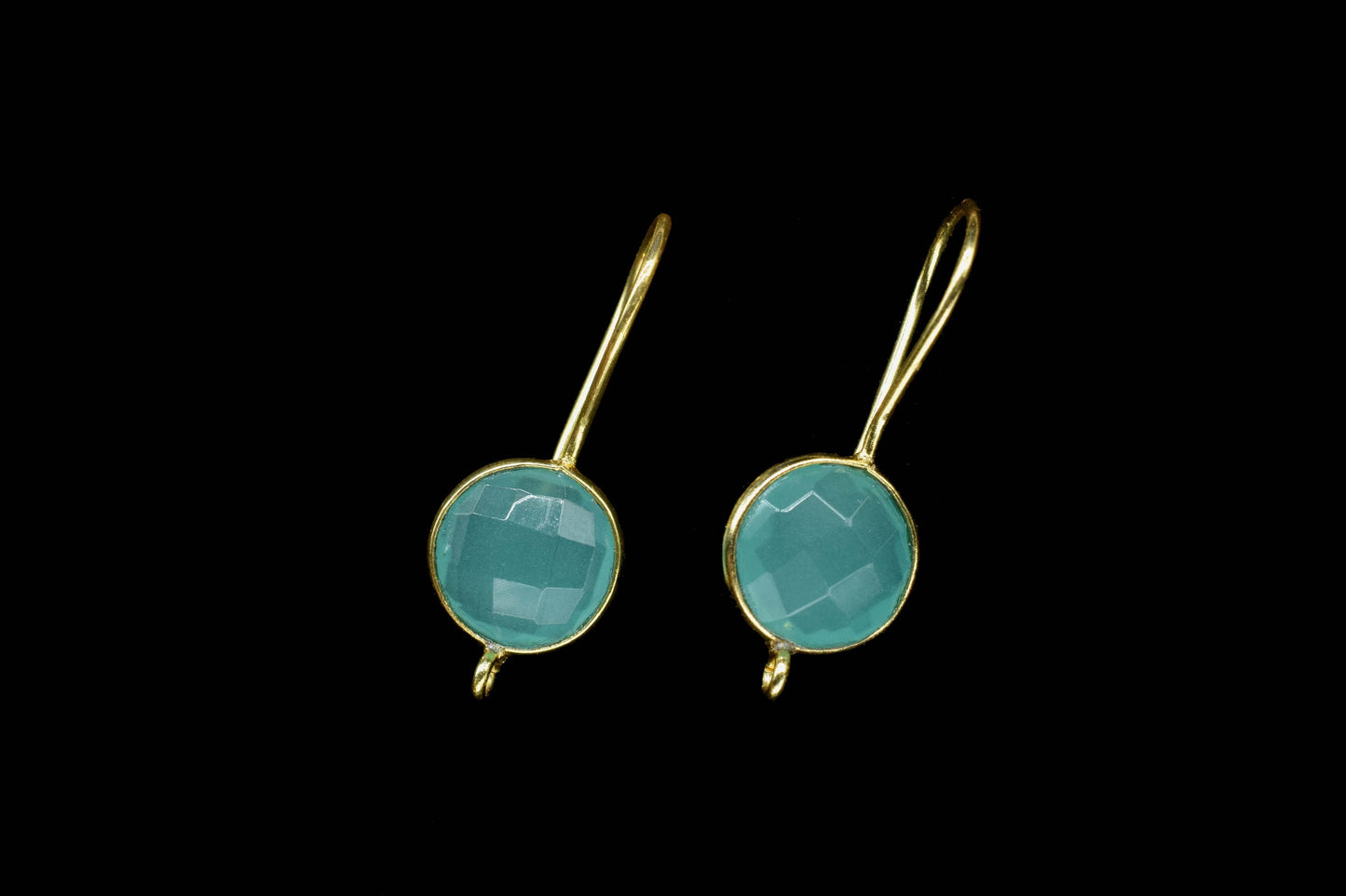 Aqua Chalcedony 10mm Round Earring Connector,Gemstone Studs Earring Connector,Gemstone Component,Finding Earring Connector, Aqua Chalcedony