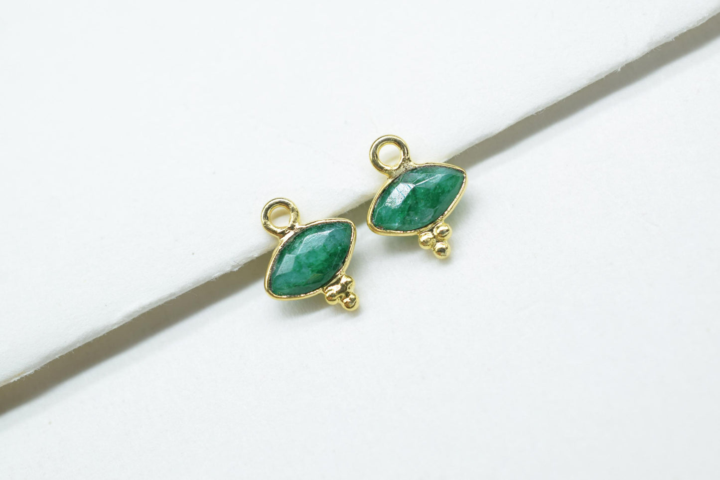 Natural Emerald Charms Pendant/Marquise Shape Pendant/Handmade Pendant/Tiny Pendant/Necklace Connector jewelry/Womne Jewelry/B'day Gift