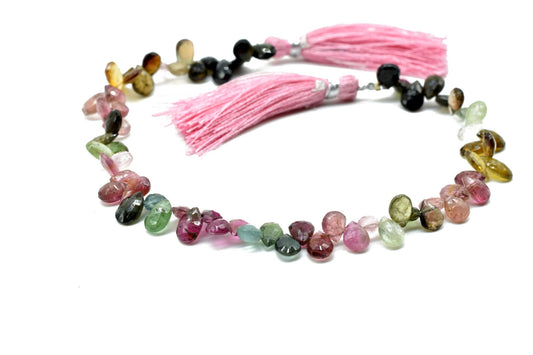 Multi Tourmaline Briolette,Multi Tourmaline pear shape Faceted beads,tiny pear shape Tourmaline beads,8''Briolettes strand,4x6 pear shape