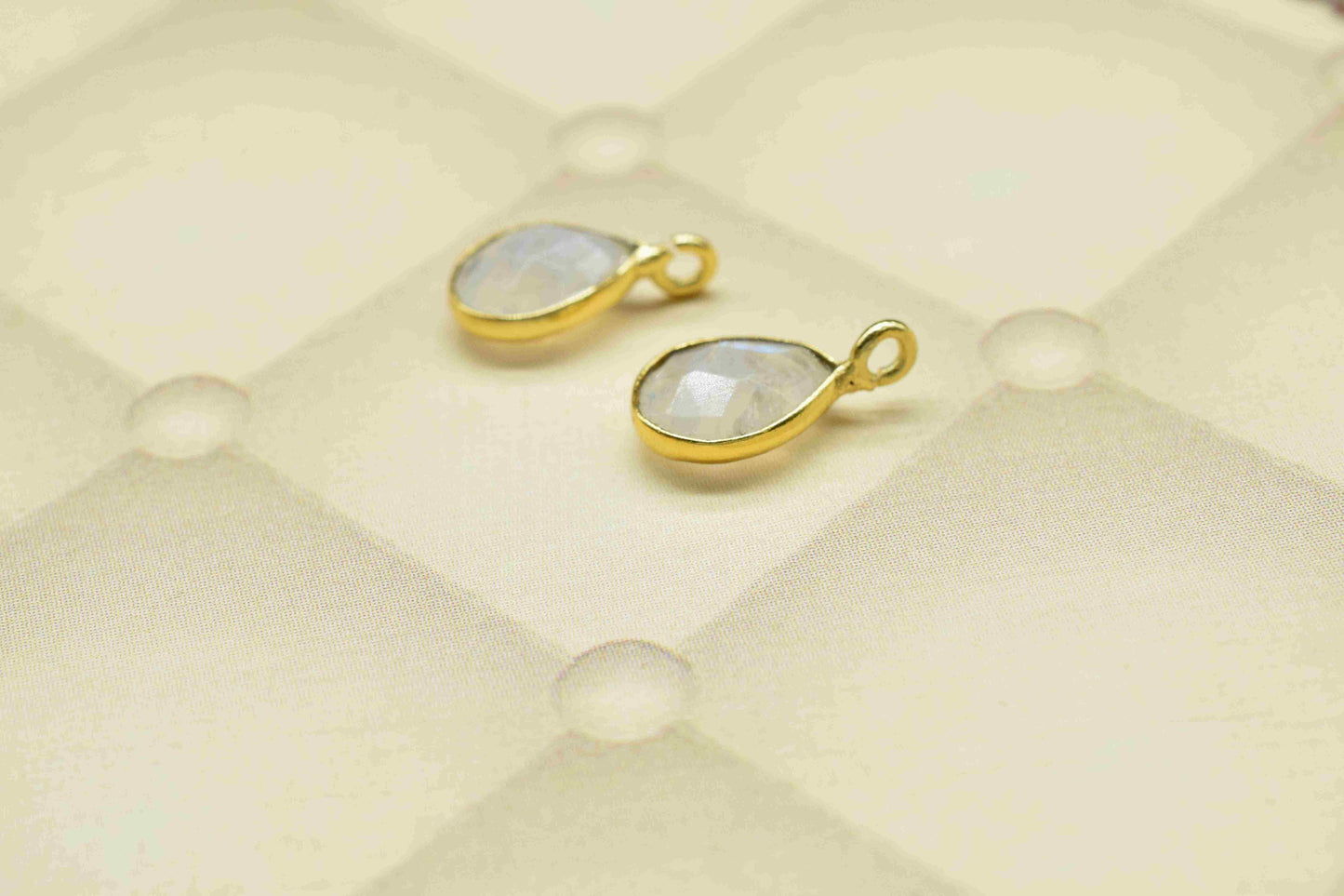 Moonstone 6x8mm Pear Shape Earring Connector,Moonstone connector Earrings Jewelry,Teardrop Connector,Jewelry Finding,Jewelry Craft Supplie