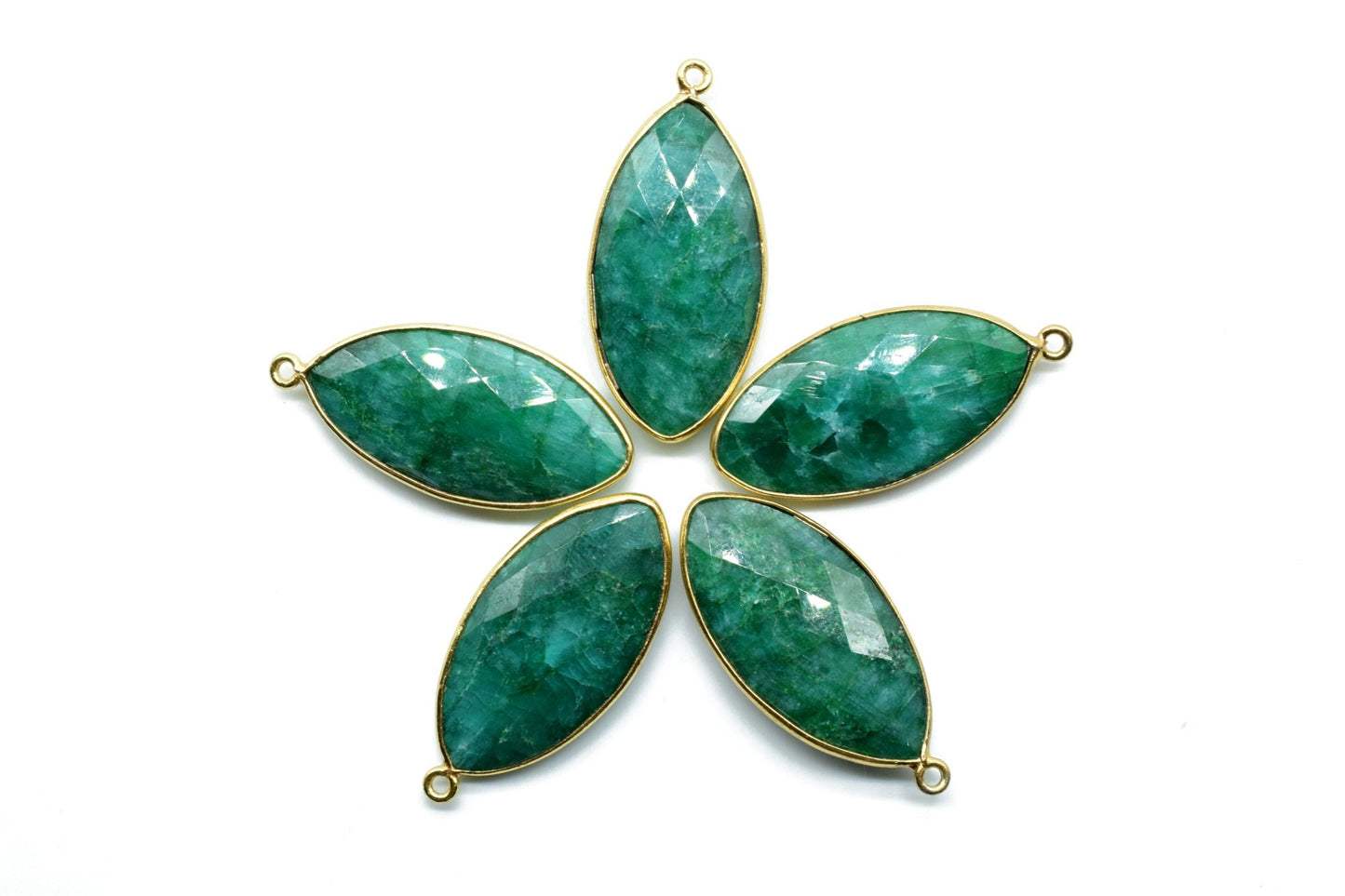 Emerald 15x30mm marquise shape Single bail Connector,Emerald bezels,Jewelry making supplies,Single loop Pendant,Emerald Bezel Links,Emerald