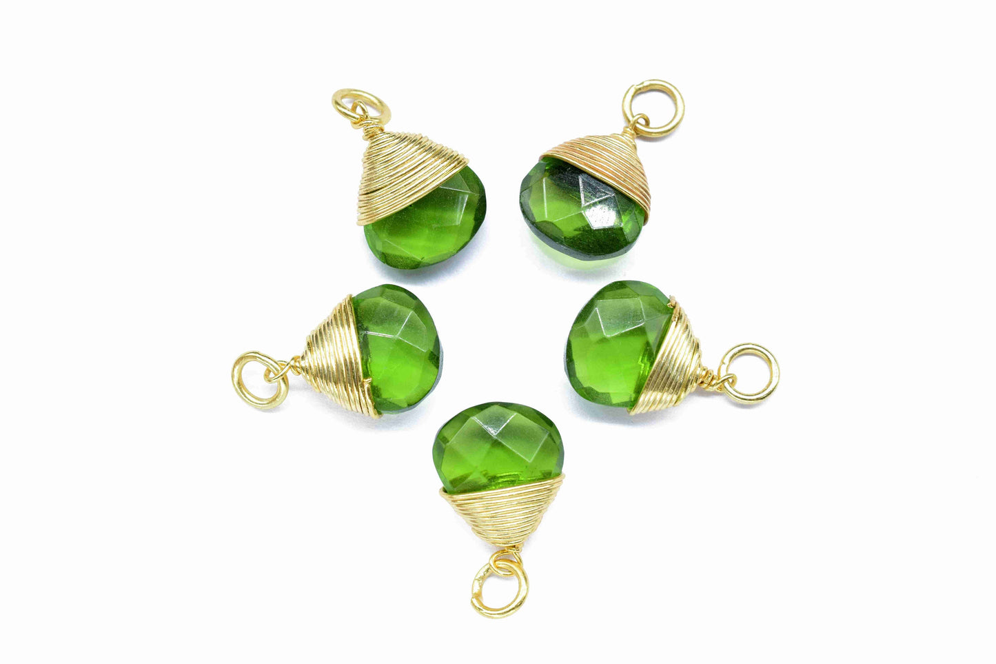 Peridot Faceted Wire Wrapped Connectors,10mm Heart Gemstone Pendant,loop Connector,Wire Wrapped Necklace,Peridot Jewelry making Supply,Gift