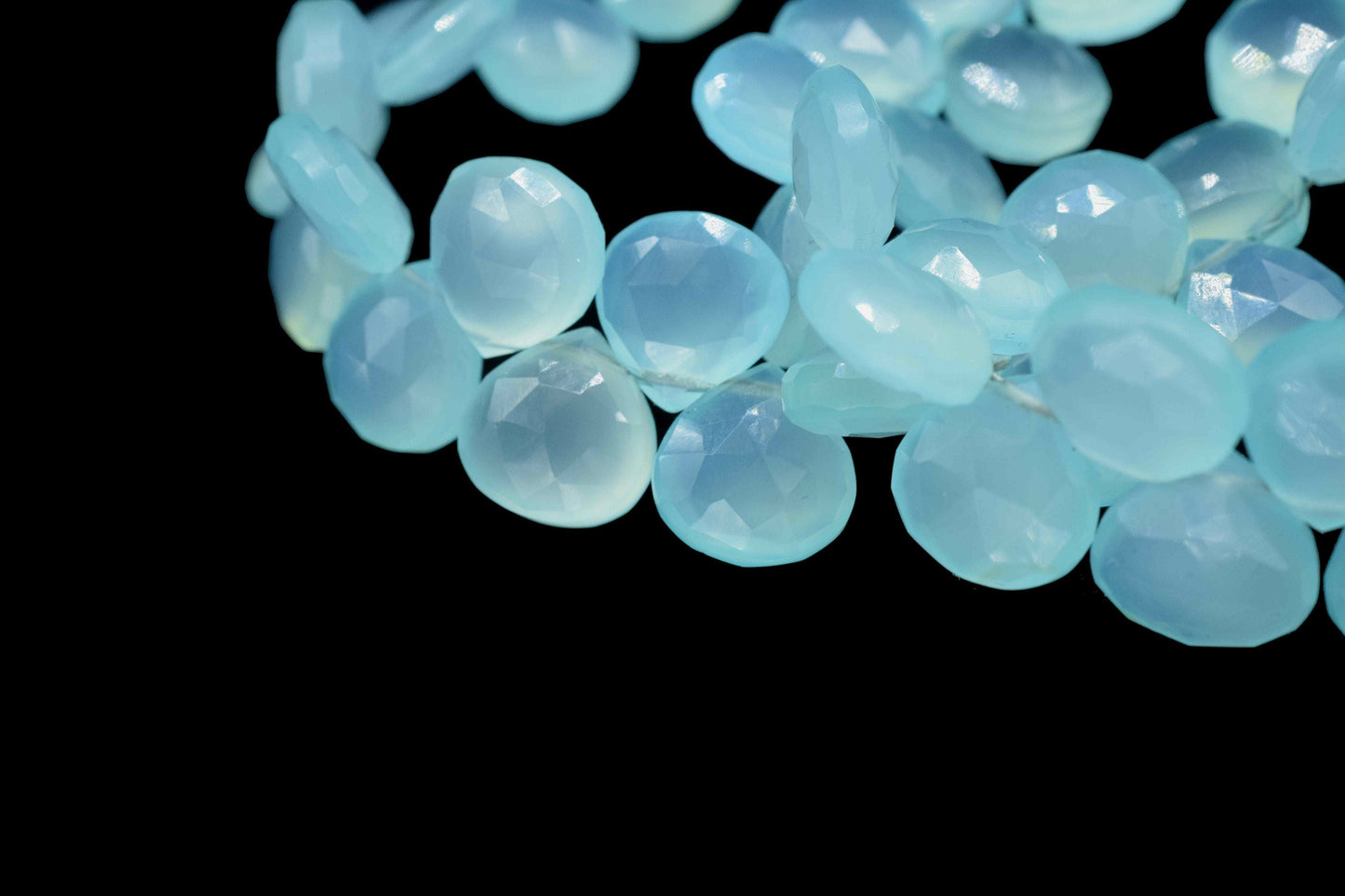 Natural Aqua Chalcedony Briolettes,10mm Aqua Chalcedony Faceted Heart Shape Briolettes,Gemstone Heart Shape Jewelry,loose Gemstone Briolette