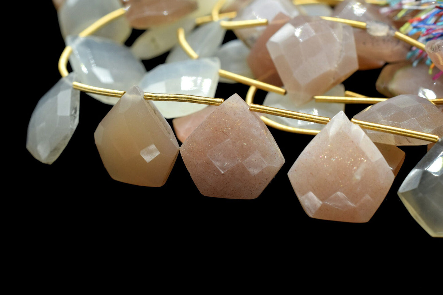 10 Pieces Strand Multi Moonstone Diamond shape Briolettes,Multi Moonstone Briolette,Sold By Strand,Multi Moonstone diamond briolettes,Jewels