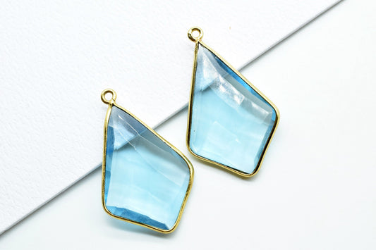 Sky Topaz 20x30mm Diamond shape single loop connectors,Sky Topaz Pendant,Hot Sky Topaz charms,Sky Topaz Pear Briolettes,Sky Topaz connectors