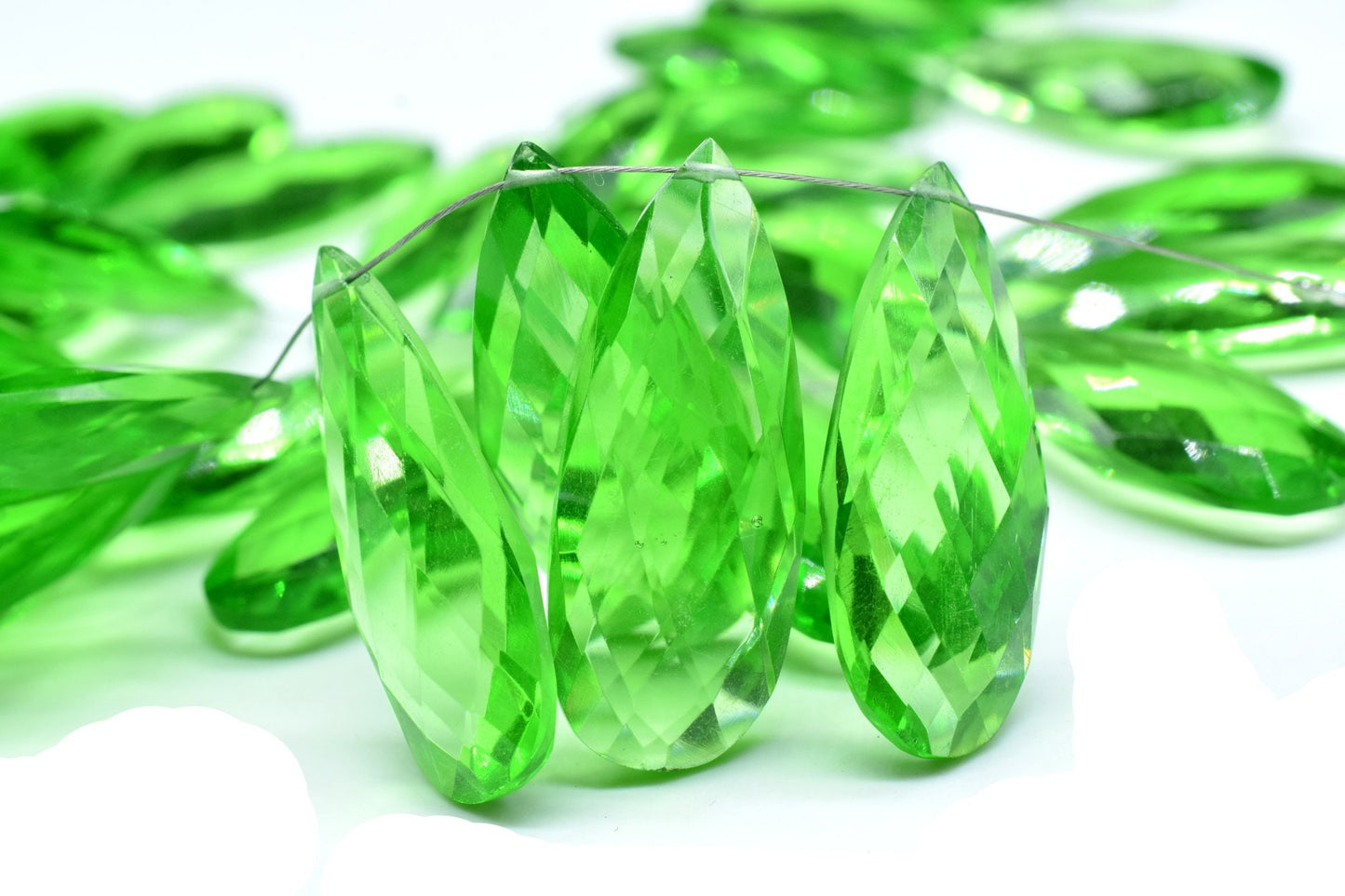 Green Amethyst Faceted 12x30mm Pear Shape Beads,Long Pear Shape Briolettes,Long Teardrop Beads,Gemstone for Jewellery,Green Amethyst Beads