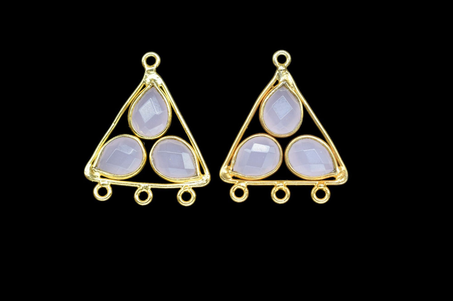 Rose Quartz Teardrop Faceted Bezel Connector,Pink Gemstone Pendant,Tringle Shape Bezel Connector,Multi Bail Connector,Jewelry Component,Gift