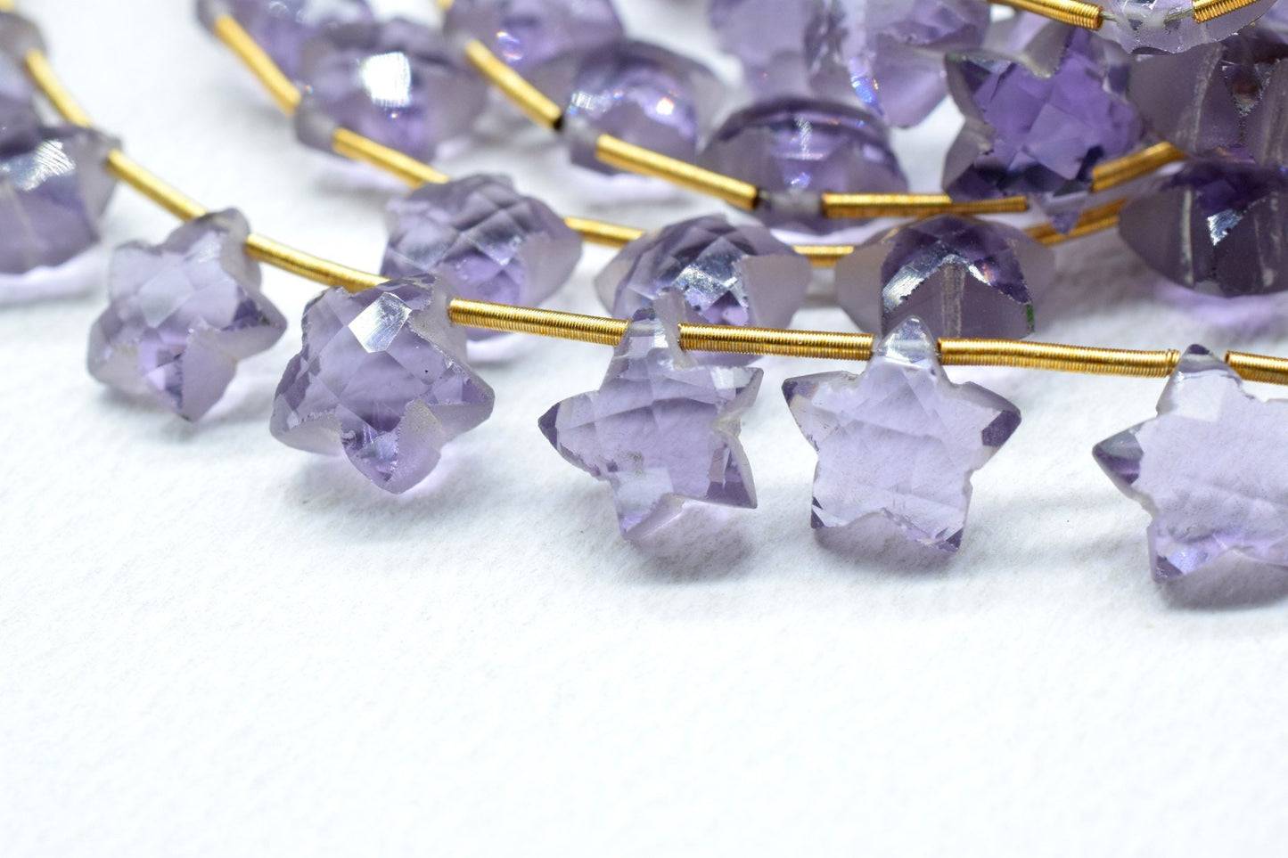Amethyst Star Shape Faceted Briolette| Carved Drill Star Briolette 4 inch Strand | 10 Pieces | Side Drill |Gemstone Beads for jewelry making