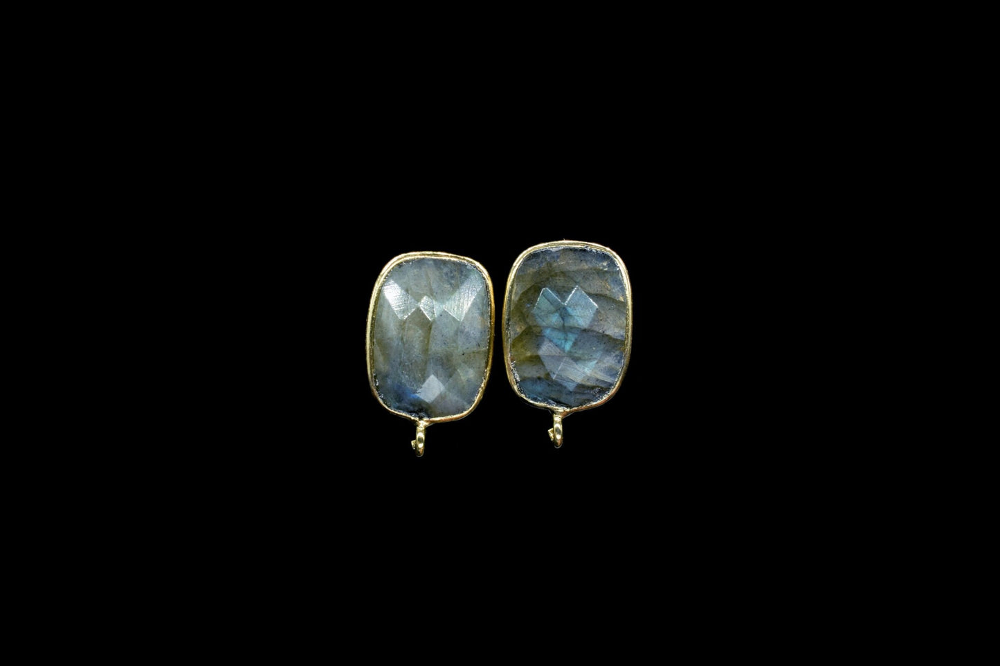 Labradorite 12x16mm rectangle Earring Connector,Jewelry Making,Sapphire Connector post stud,Gold Plated Earring Connector,Rectangle Studs
