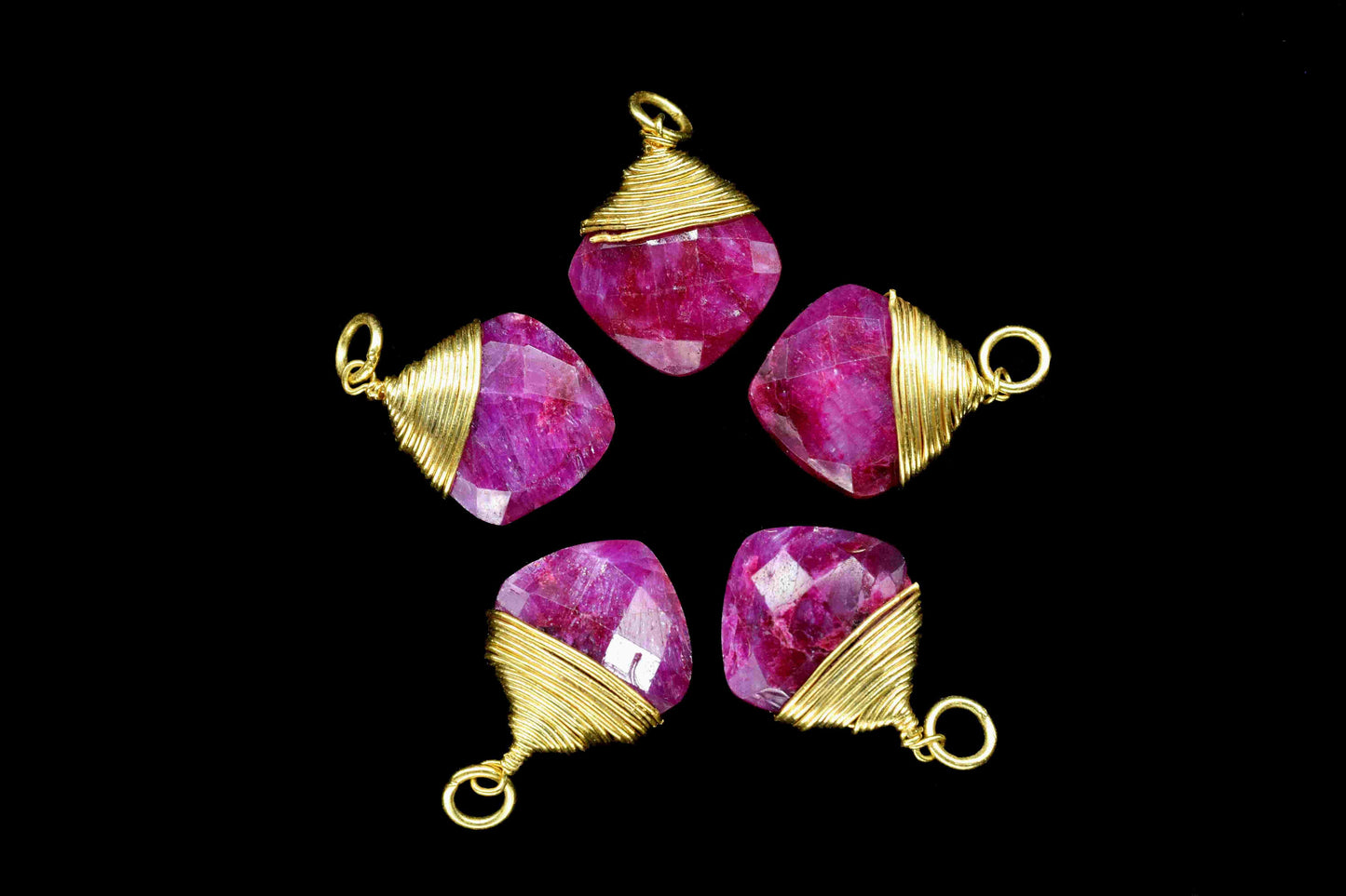 Natural Ruby Square Faceted Connector,Gemstone Wire Wrapped Pendant,Loop Connector,Pendant Jewelry,Wire Wrapped Necklace,Ruby Jewelry,Gift