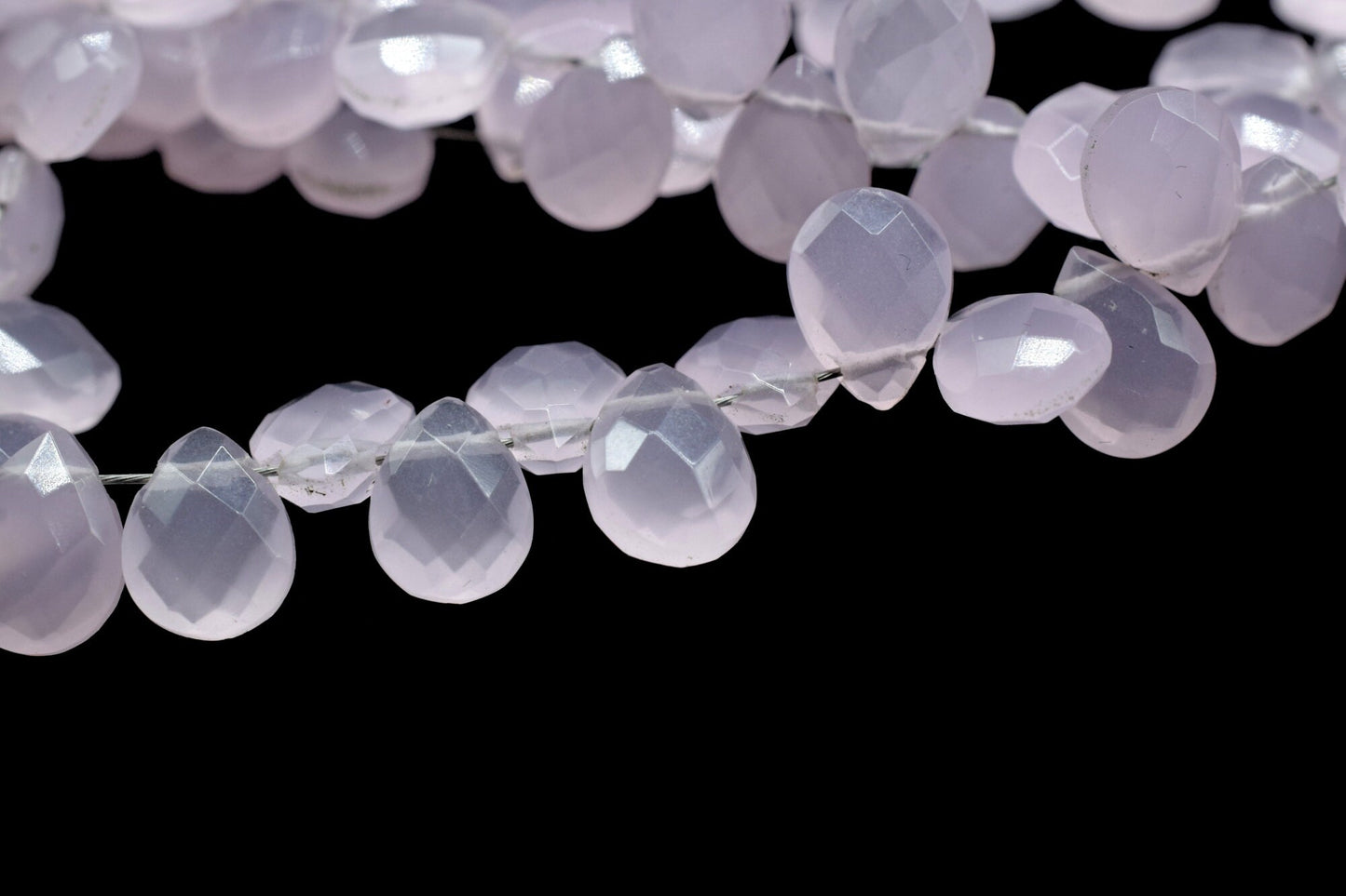 Pink Chalcedony 6x8mm Pear Shape Briolettes,Micro Faceted Pear Shape Beads,7Inch Strand,Rose Quartz Faceted Teardrop,Jewelry Making Gemstone