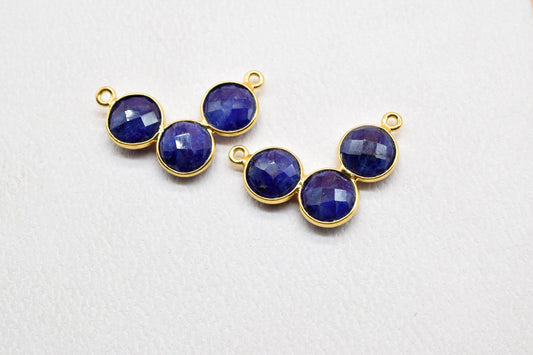 10mm Blue Sapphire Pendant,Necklace Connector,Blue Sapphire Jewelry,Blue Gemstone Pendant,Sapphire Necklace, Connector,Jewelry Making Supply