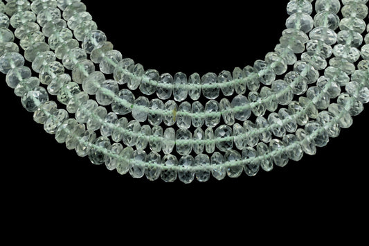 Natural Green Amethyst Rondelle faceted beads, Amethyst Faceted Rondelle Beads 6"Strand, 6.5x7 mm, AAA Quality Green Amethyst Faceted Beads