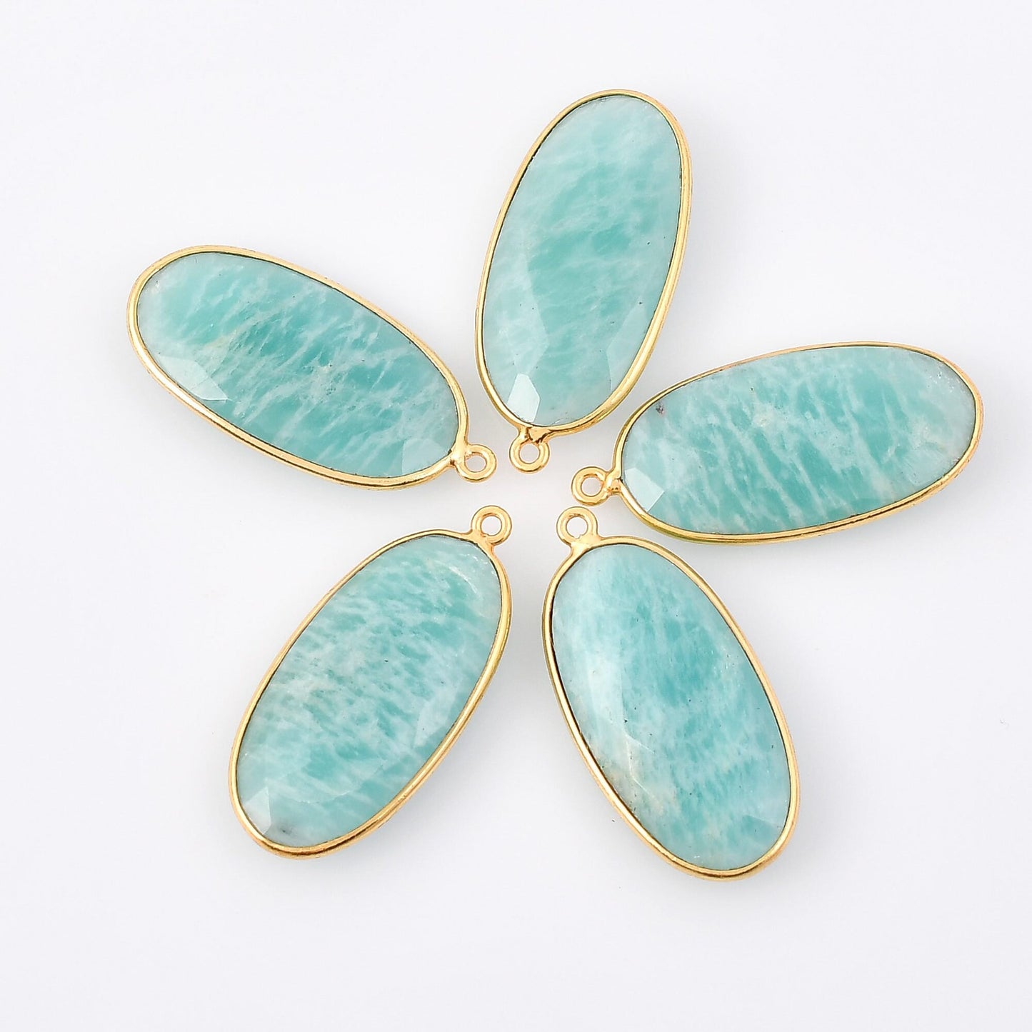 Amazonite 14x28mm Bezel Charm Pendant,Oval Shape Gold Plated bezel,Gold Vermeil Bezel,Amazonite jewelry making charm,Gold-Filled bezel charm