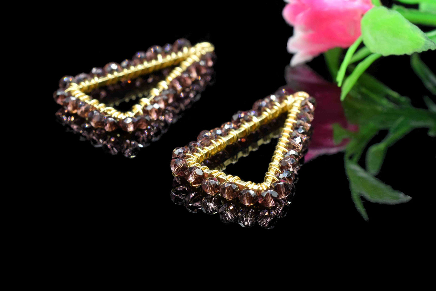 Amethyst Quartz Dangle Earring Component, Gemstone Wire Wrapped Component, Beaded Earring Connector,Finding Necklace Connector,Amethyst Gift