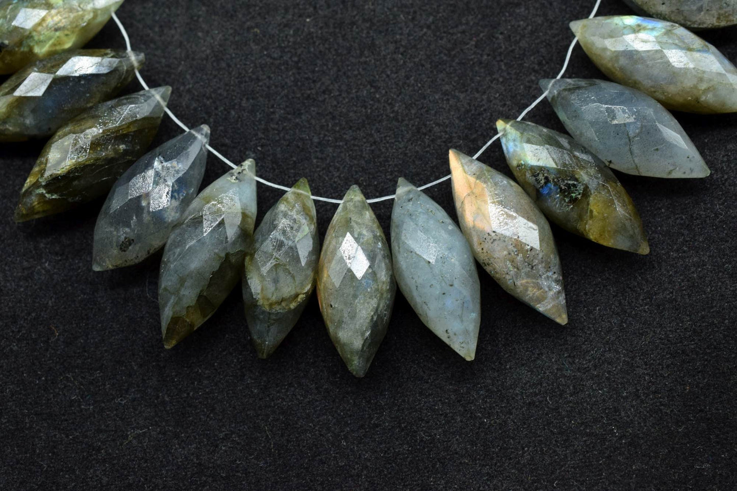 Labradorite faceted Dew Drops beads,11x26mm Dew Drops briolettes,Spiky tear drops,jewelry making drops,Grey Gemstone briolettes,fancy shape