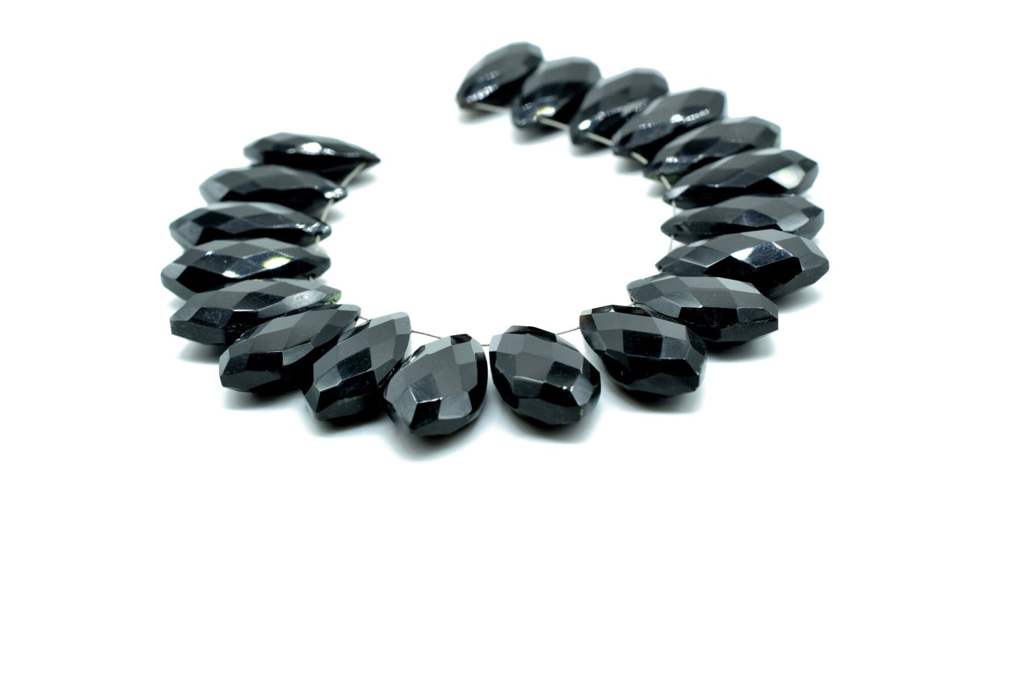 Black Onyx Faceted 10x20mm Tie Shape Briolette Beads,Pear Shape beads,Tie Shape Briolettes,Black Onyx Briolettes,Fancy Shape Briolettes