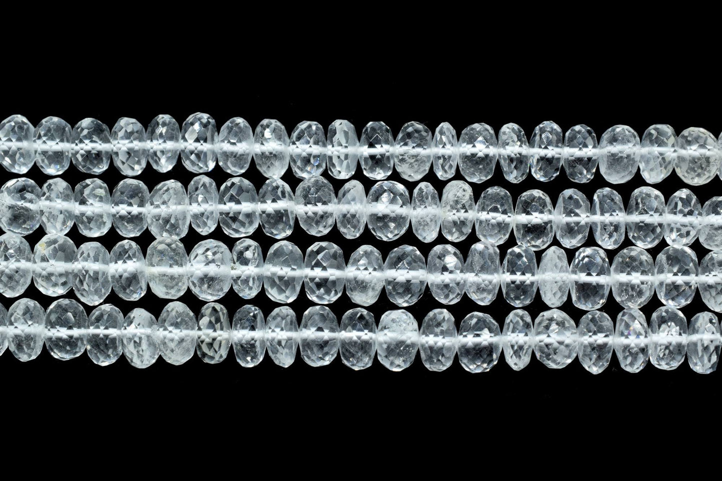 6.5mm 7mm AAA 100% Natural Faceted Rondelle crystal Gemstone Beads Top Quality Natural crystal Beads 6 Inches Strand, Crystal,large beads,