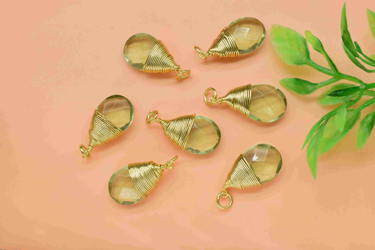 Green Amethyst Faceted Connector,Gemstone Wire Wrapped Pendant,Loop Connector,Pendant Jewelry,Wire Wrapped Necklace,Green Amethyst Jewelry