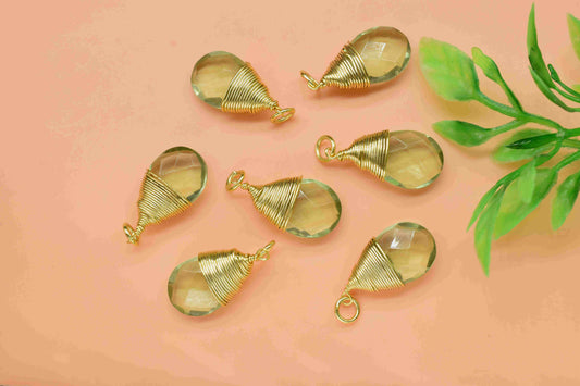 Green Amethyst Faceted Connector,Gemstone Wire Wrapped Pendant,Loop Connector,Pendant Jewelry,Wire Wrapped Necklace,Green Amethyst Jewelry
