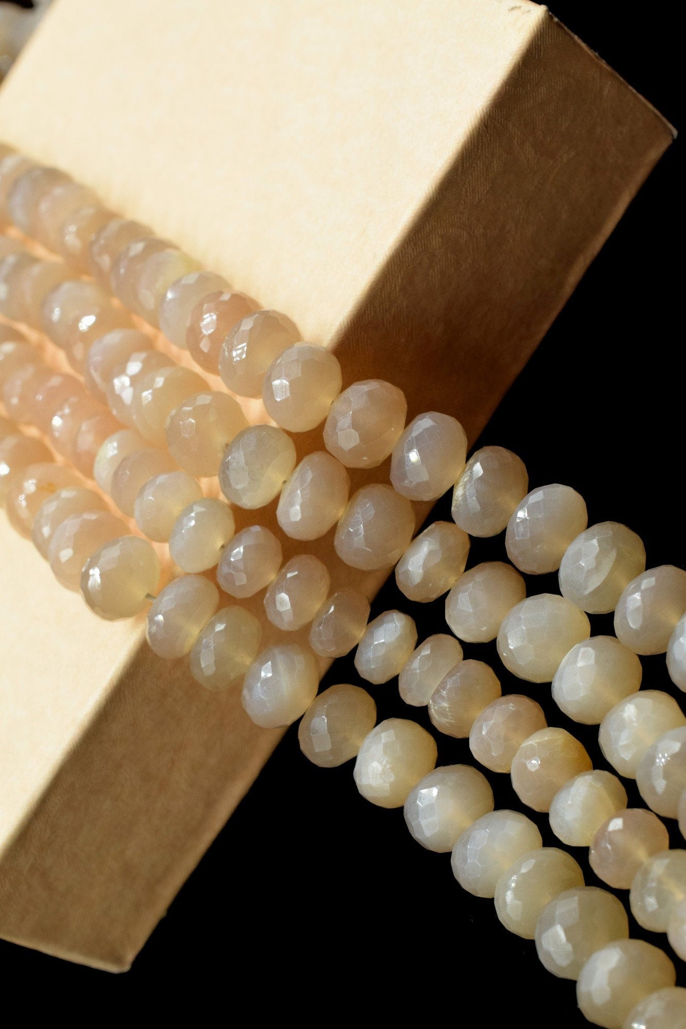 Natural Sunshine Moonstone Faceted Rondelle Beads,Sunshine Moonstone Faceted Beads Size 7.5mm To 8mm,Wholesale Moonstone Loose Beads On Sale