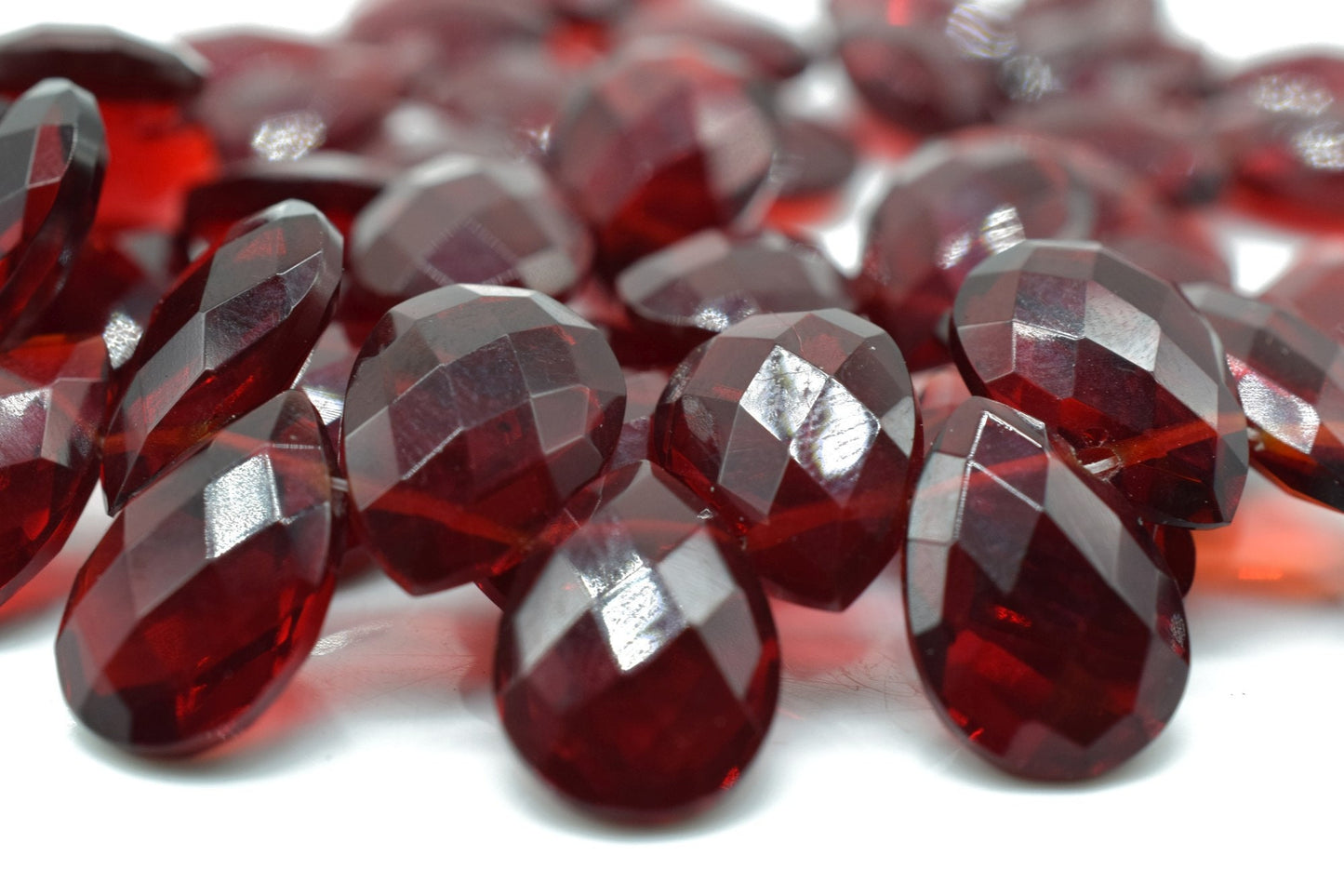 Red Garnet Quartz 9x13mm Faceted Pear Briolettes - Faceted Briolettes - Calibrated Gemstone - Chalcedony Pear Briolette,wholesale beads