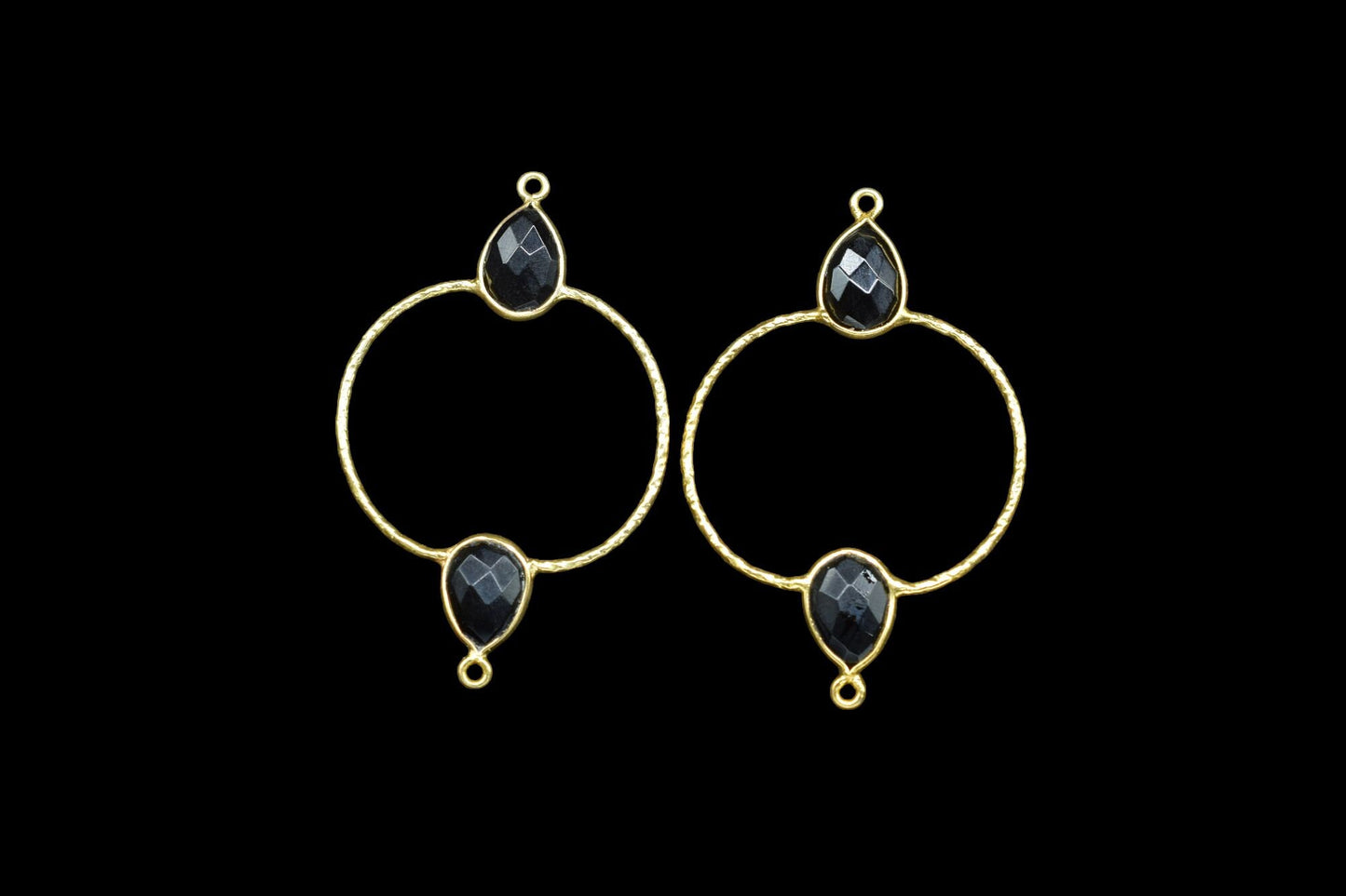 Black Onyx Double Bail Bezel Connector,Emerald jewellery,DIY Connector,Gemstone Jewelry Components,Gemstone Bezel Charms,Gold Plated Bezel