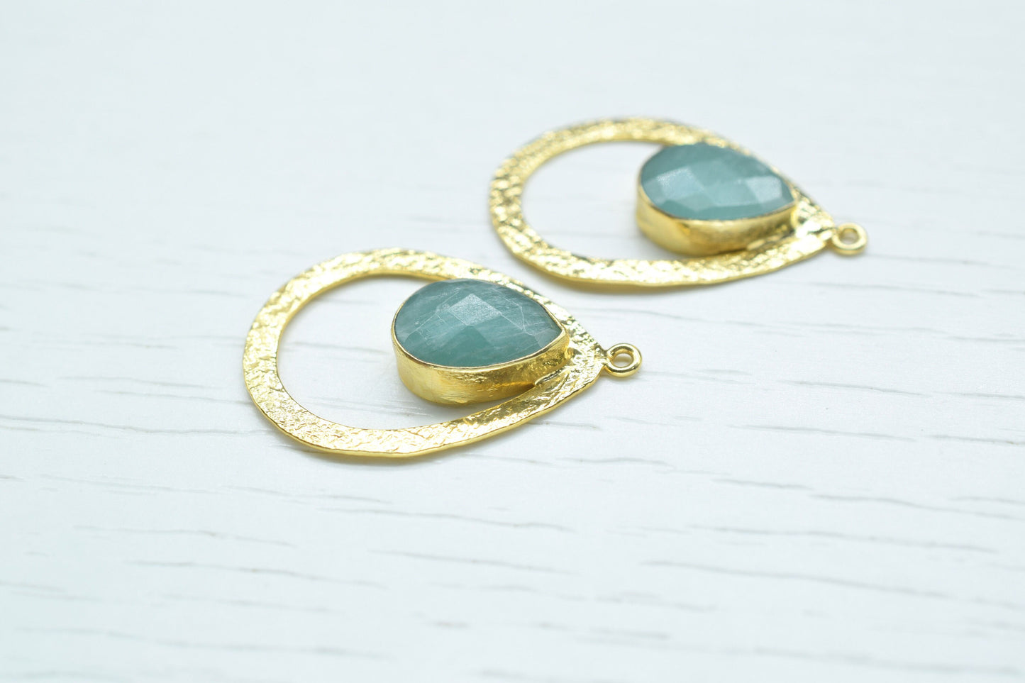 Amazonite Gemstone Pendant/Pear Shape Pendant/Bezel Pendant/Jewelry making Stone/Gold Plated Jewelry/Connector Jewelry/Handmade/Gift